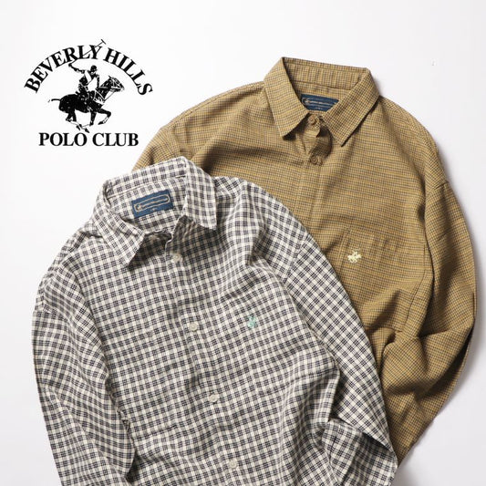 BEVERLY HILLS POLO CLUB ビバリーヒルズ ポロクラブ 長袖 チェック シャツ mens