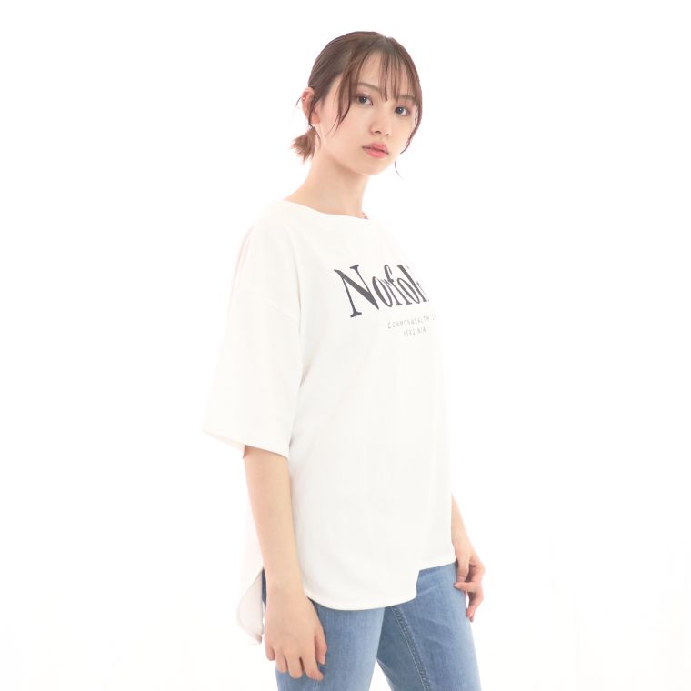 le colis シルキードライ 裾 マル ロゴ Tシャツ レディース