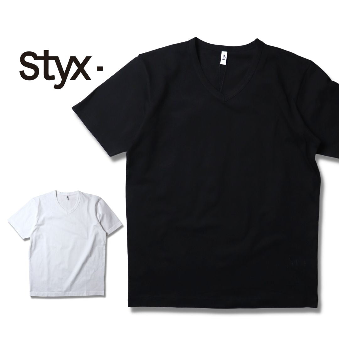 Styx 【 スティクス 】シルケット 天竺 Vネック T mens